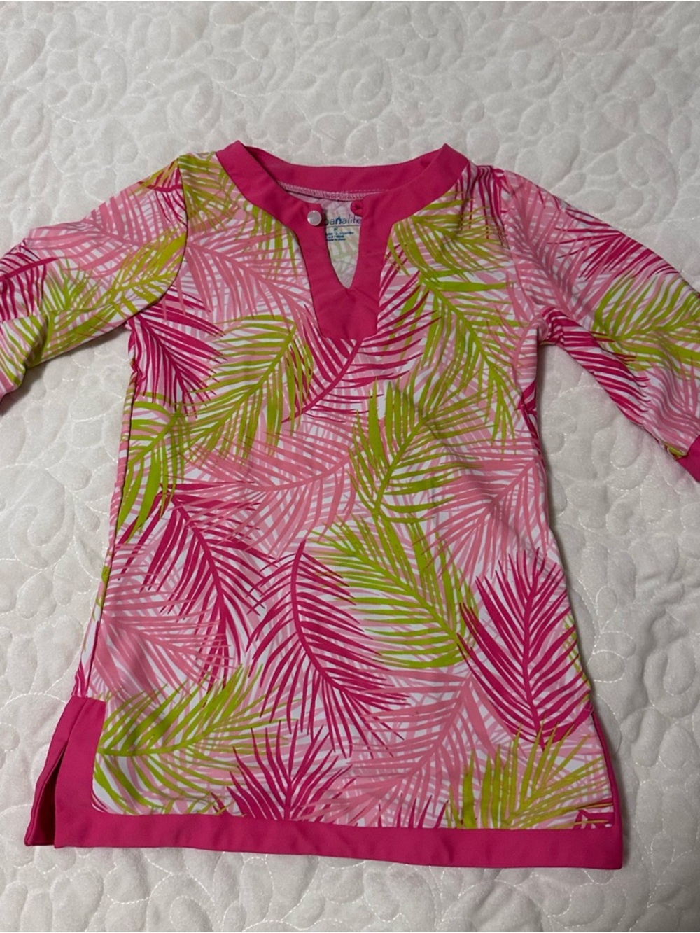 Carter's Pink and Lime Palm-Print Kids Swim Coverup
